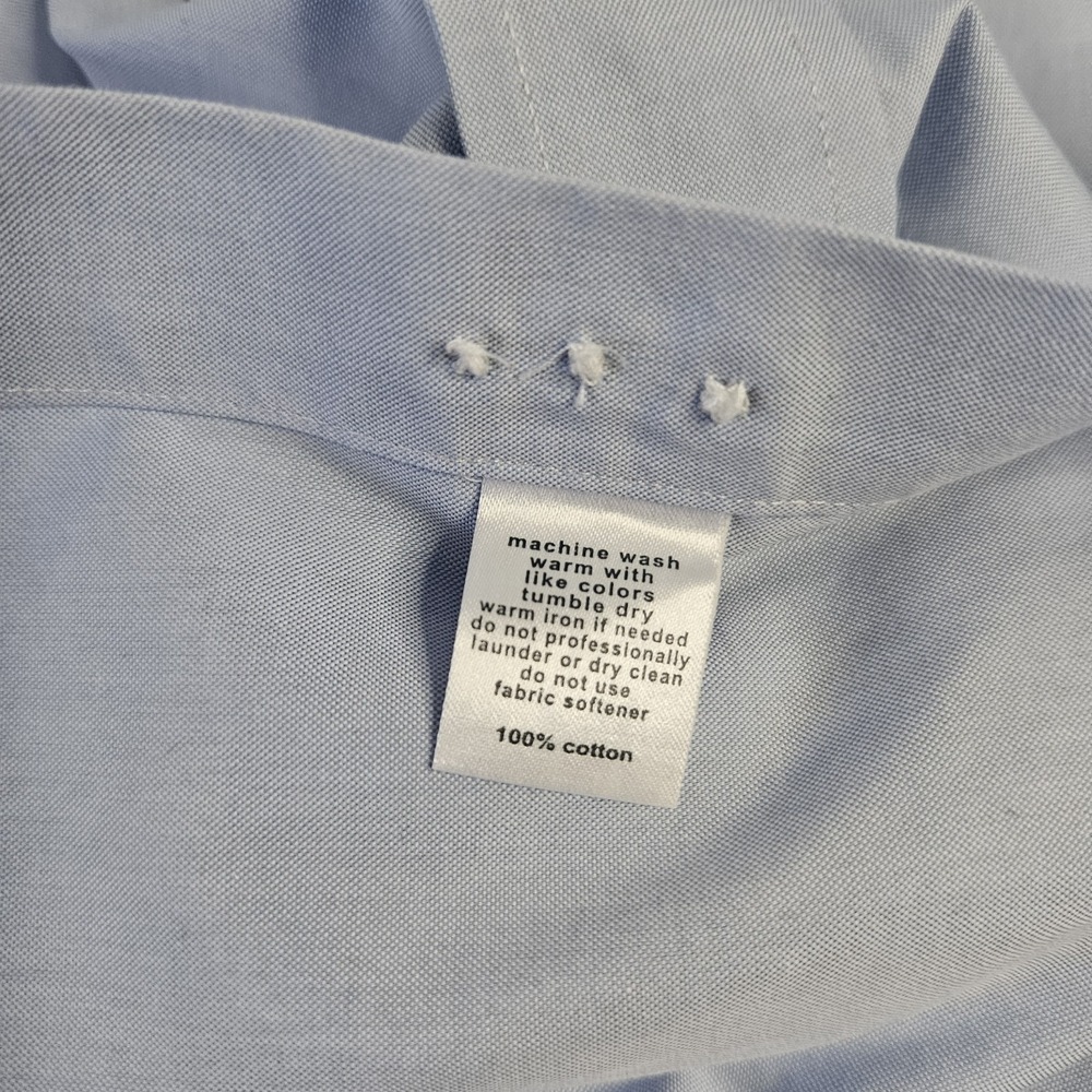 Paul Fredrick Mens Dress Shirts 17.5 35 Blue White 3 Pack Non Iron 2 Ply‎ Cotton - Picture 12 of 16